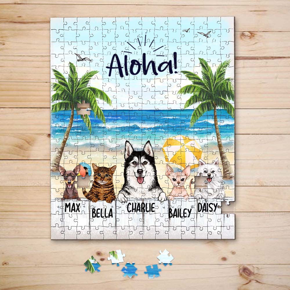 Personalized gifts for dog lovers puzzle - Summer beach