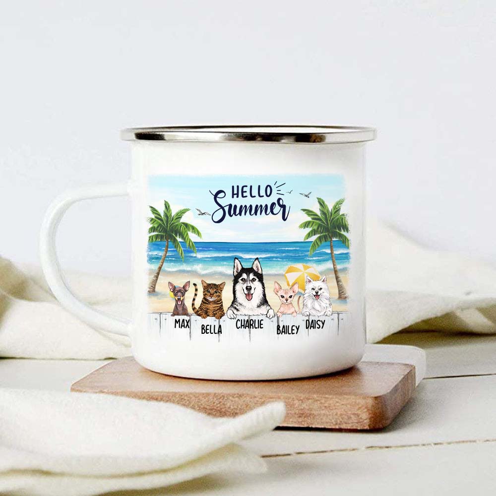 Personalized gifts for dog lovers campfire mug - Summer beach