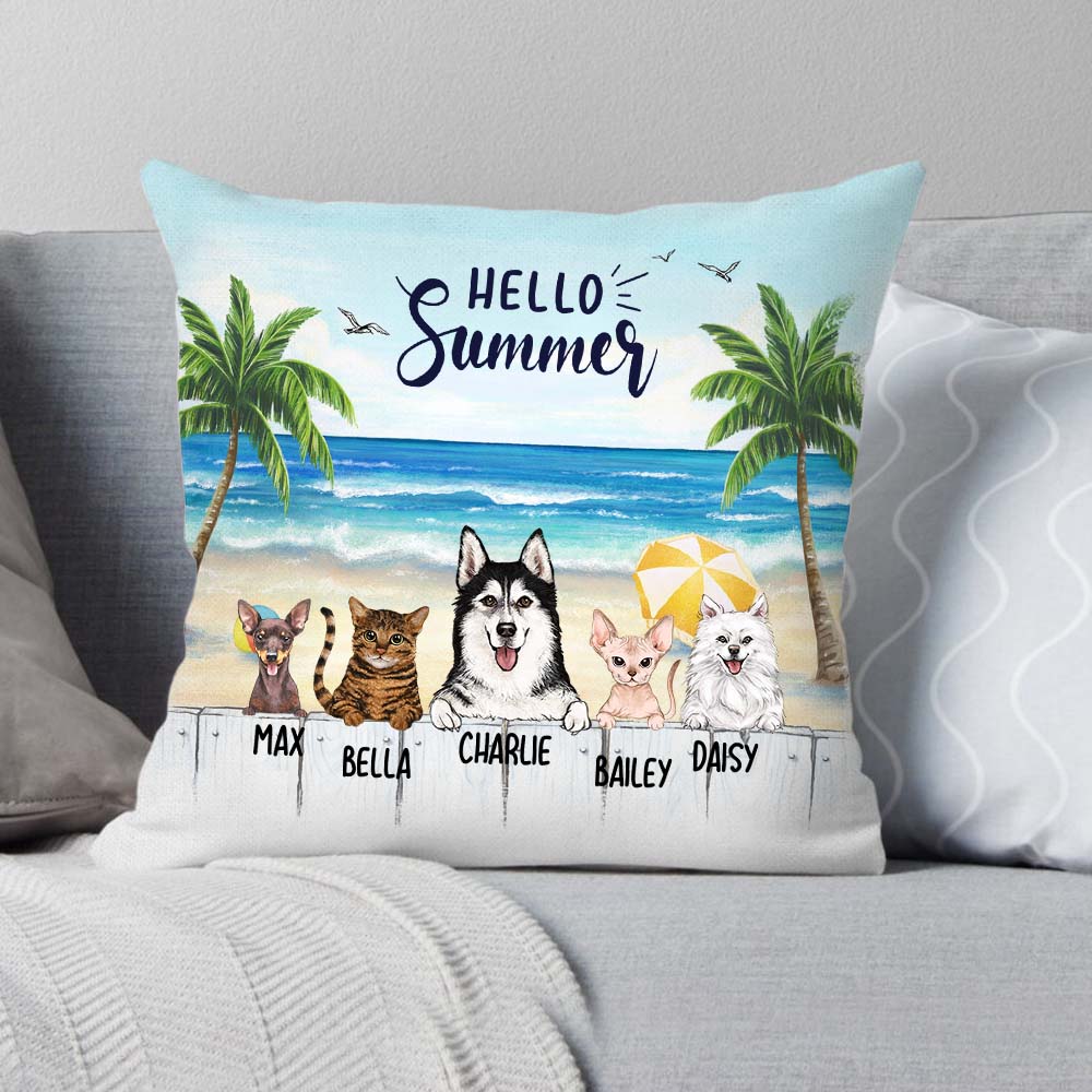 Personalized pillow gifts for dog lovers - Summer beach