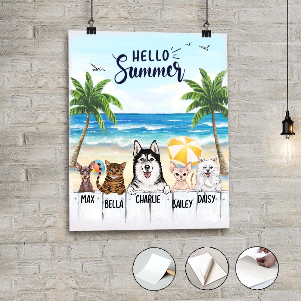 Personalized peel &amp; stick poster gifts for dog lovers - Summer beach