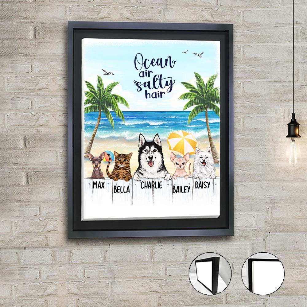 Personalized framed canvas gifts for dog lovers - Summer beach