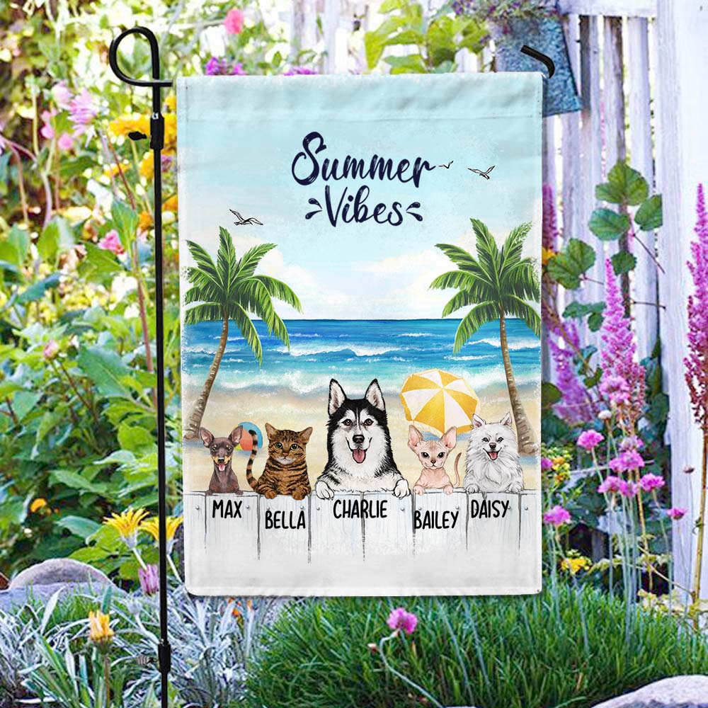 Personalized gifts for dog lovers garden flag - Summer Beach