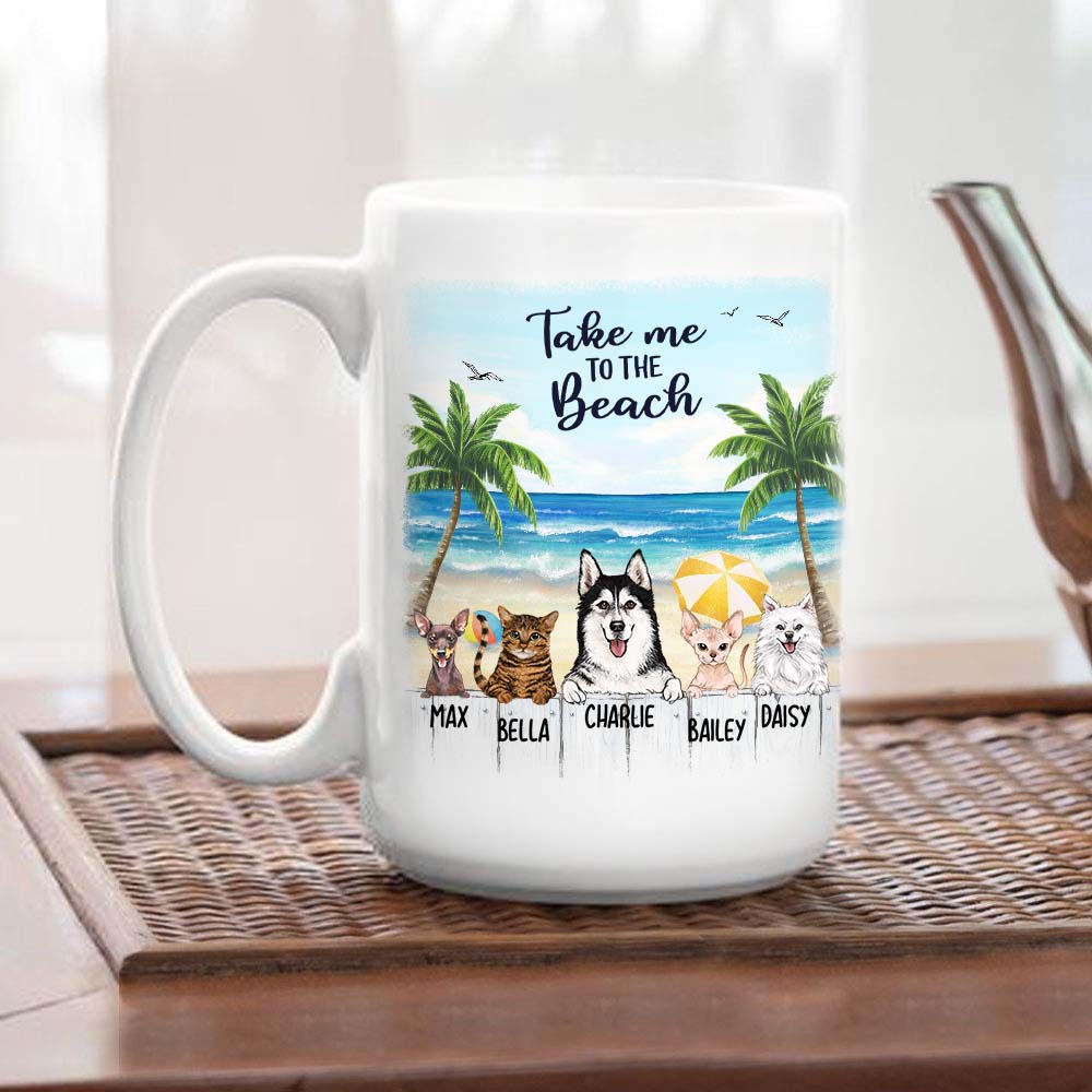 Personalized Coffee Mug Gifts For Dog Lovers - Summer beach