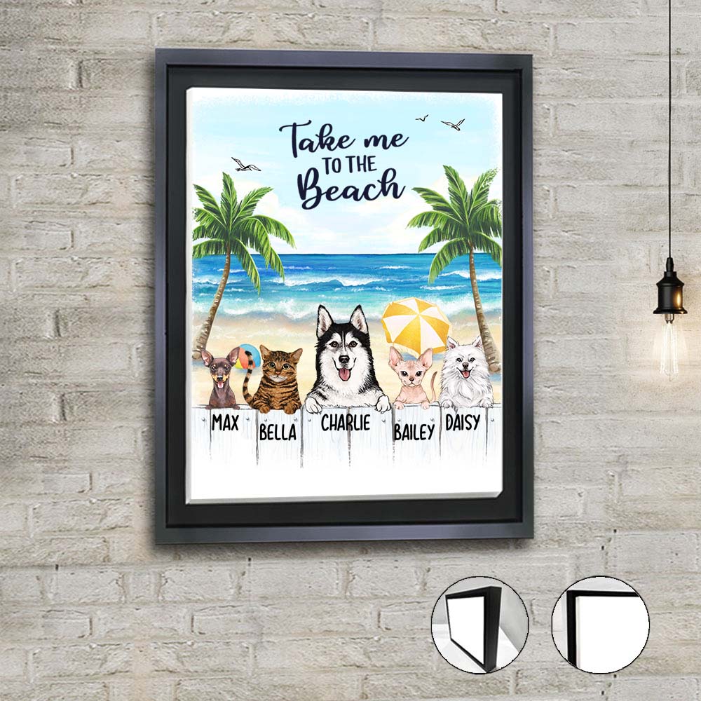 Personalized framed canvas gifts for dog lovers - Summer beach