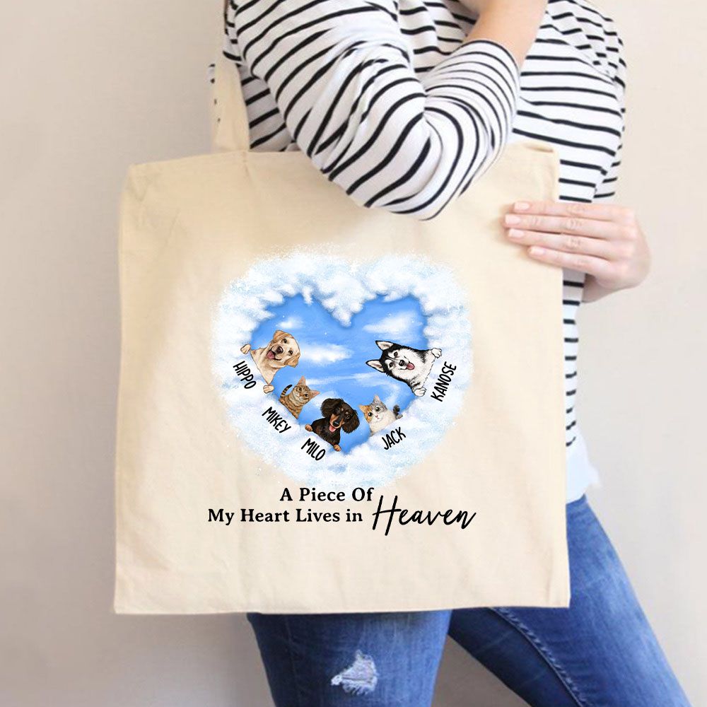 Personalized dog, cat memorial canvas tote bag gift - Heaven - Unifury