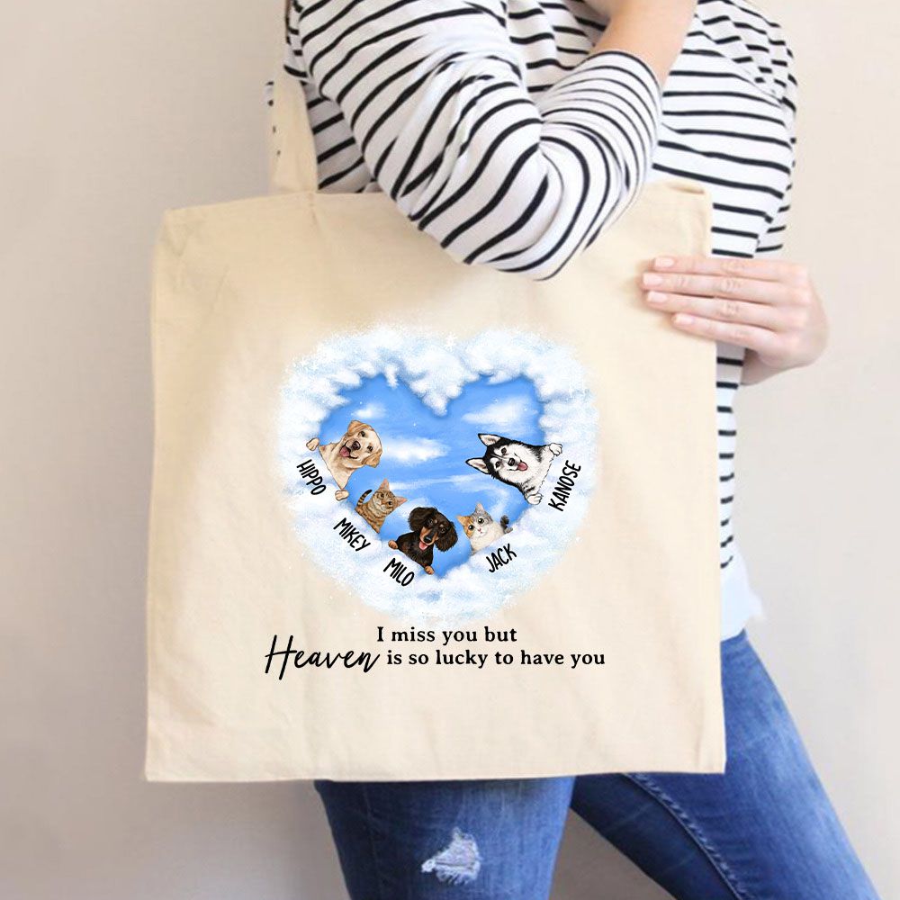 Personalized dog, cat memorial canvas tote bag gift - What the entrance to heaven must look like