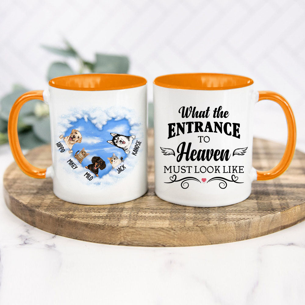 Personalized What The Entrance To Heaven Coffee Mug - orange mug