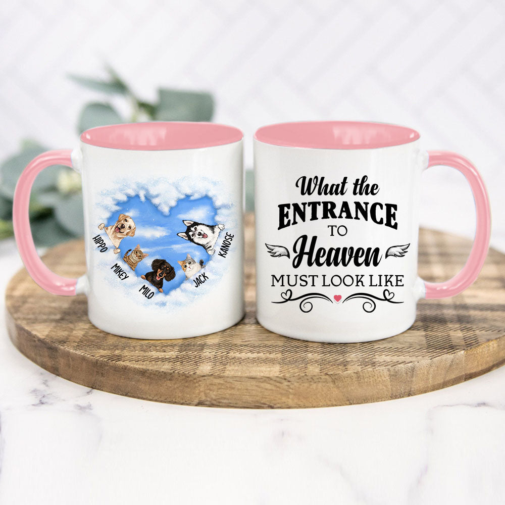 Personalized What The Entrance To Heaven Coffee Mug - pink mug