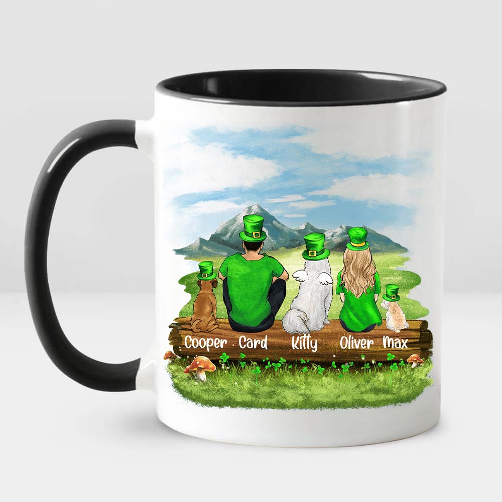 Personalized dog &amp; couple accent mug St Patrick&#39;s Day gift for dog mom dad lover - 2269