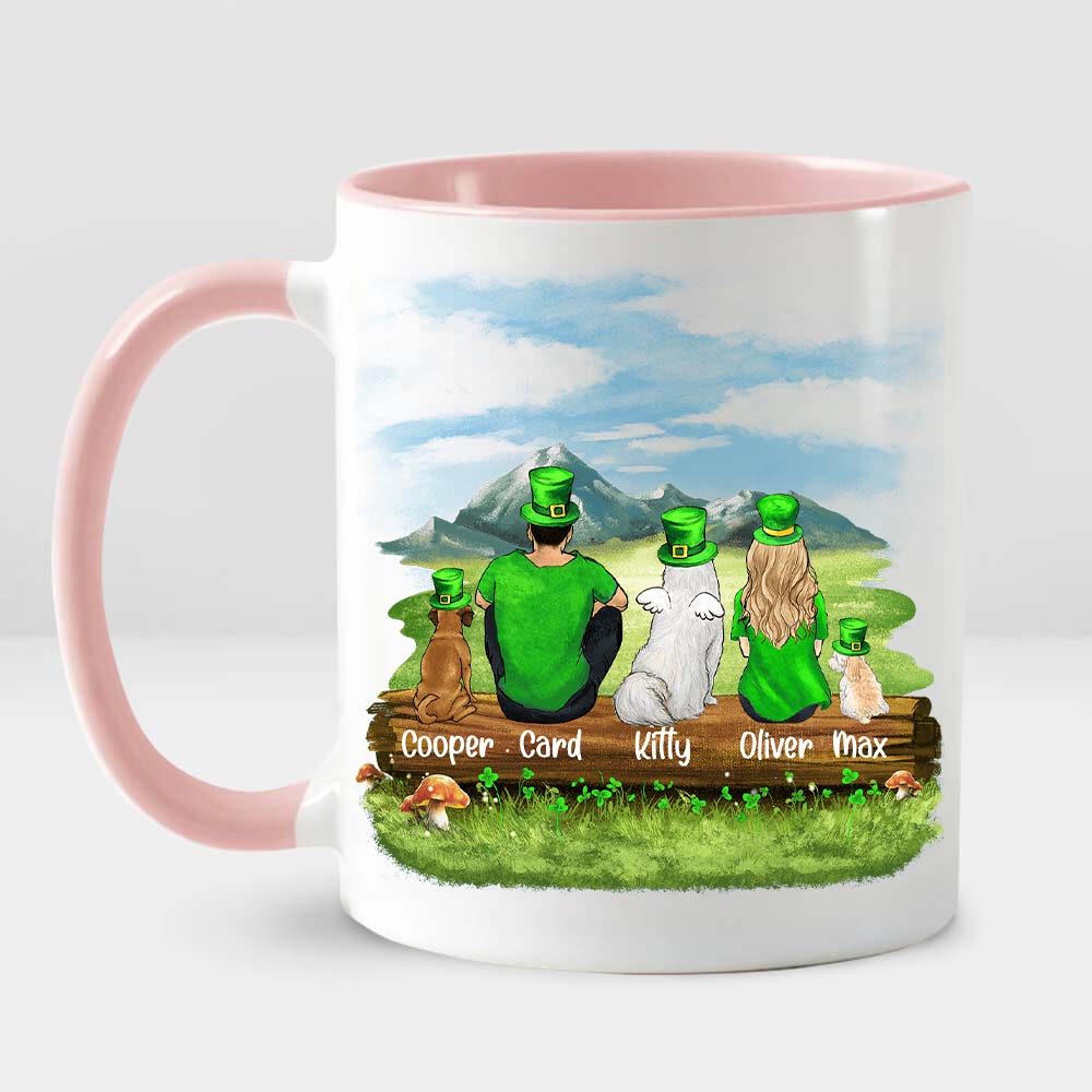 Personalized dog &amp; couple accent mug St Patrick&#39;s Day gift for dog mom dad lover - 2269