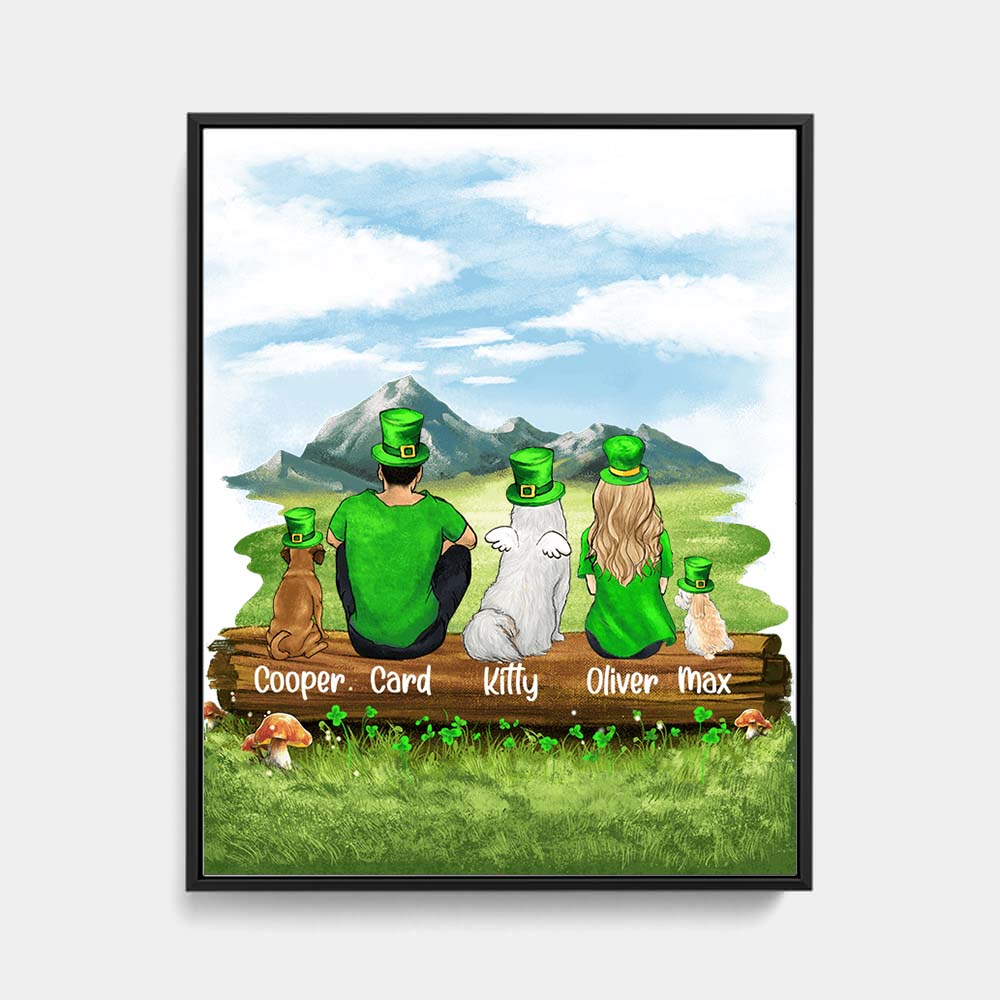 Personalized custom dog &amp; couple St Patrick&#39;s day Framed Canvas - 2422