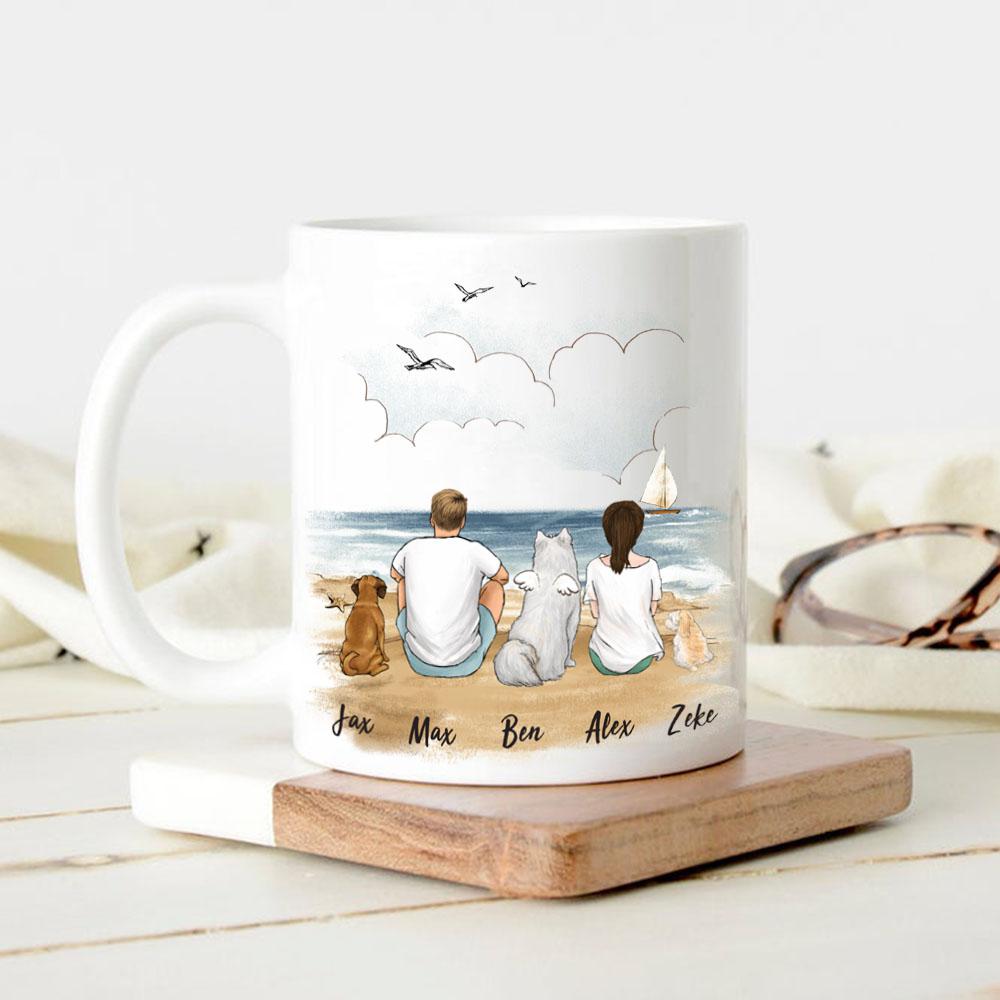 Custom Dog Couple Mug for Dog Mom Dog Dad on beach 11oz mug gift for dog lovers