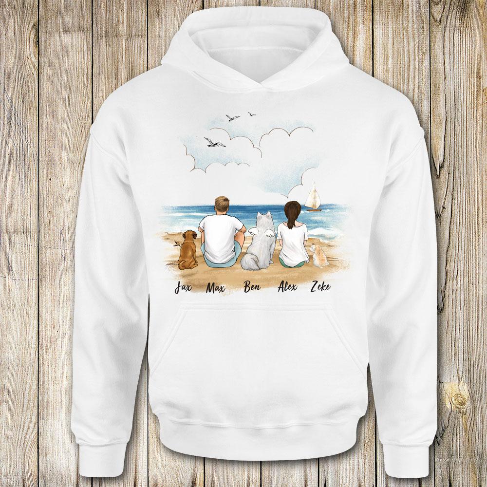 Personalized Dog & Couple Beach Hoodie - Beach