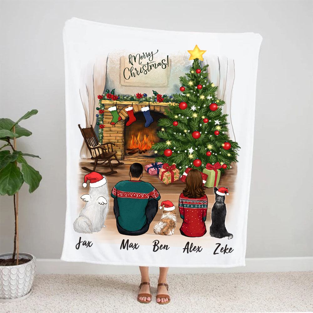 dog and dog owner christmas fleece blanket gift for dog lovers