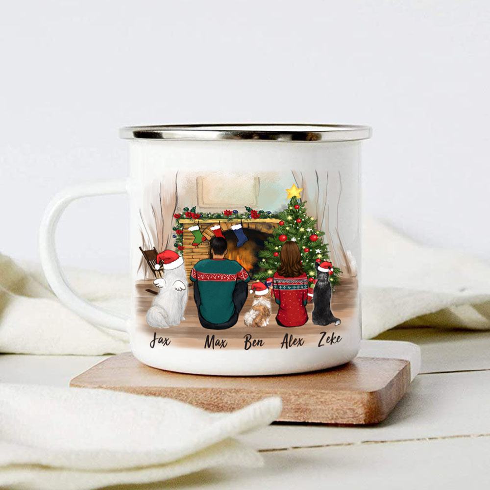 dog and dog owner christmas campfire mug gift for dog lovers
