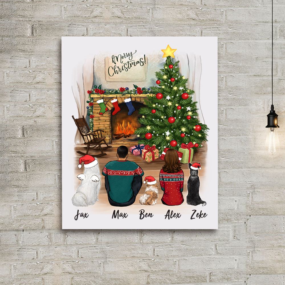 Custom Dog Canvas Print Christmas Wall Art For Dog Lovers