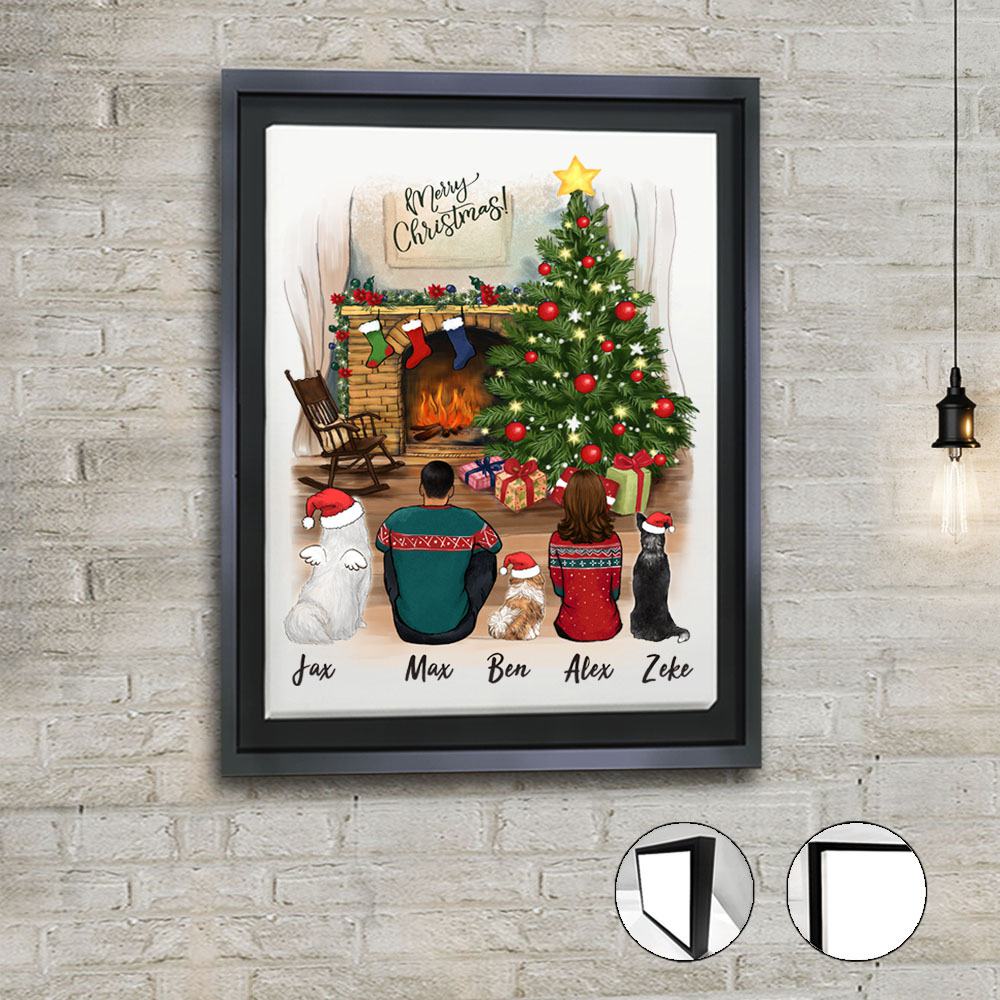 Personalized Dog & Couple Christmas Canvas