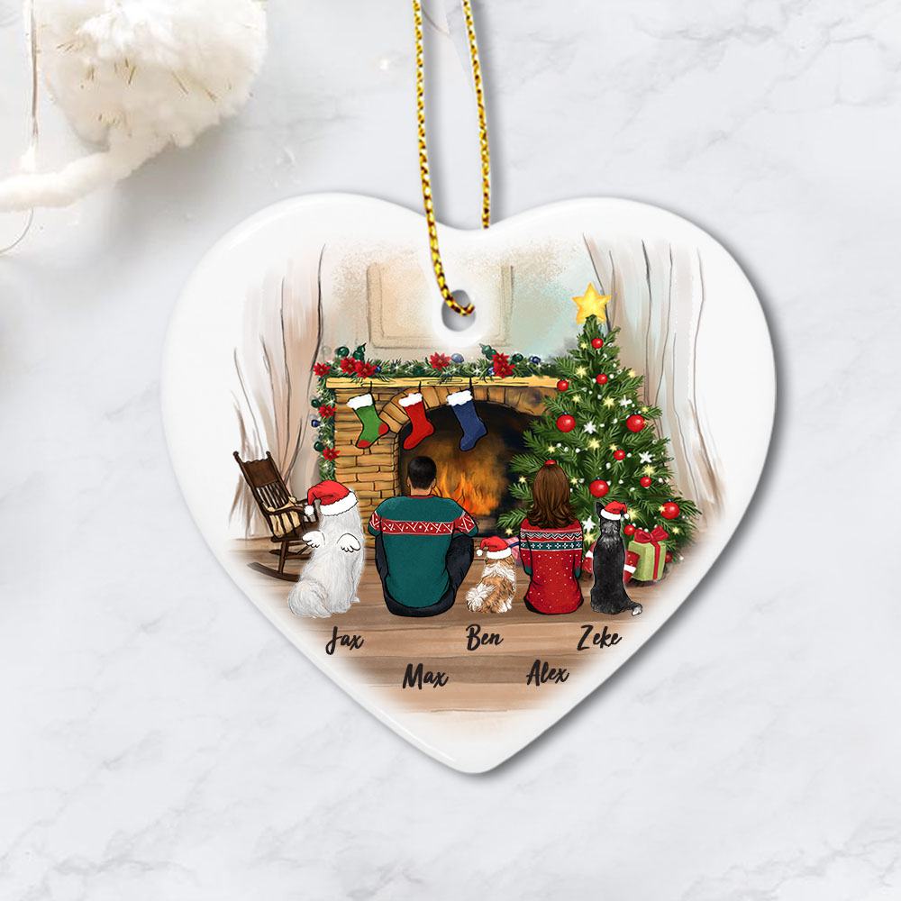 dog and dog owner christmas heart ornament gift for dog lovers
