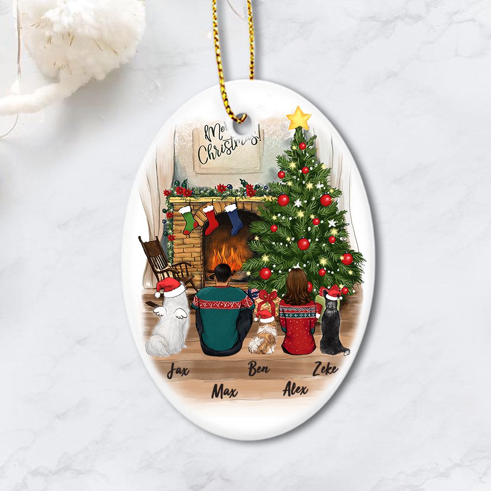 dog and dog owner christmas oval ornament gift for dog lovers