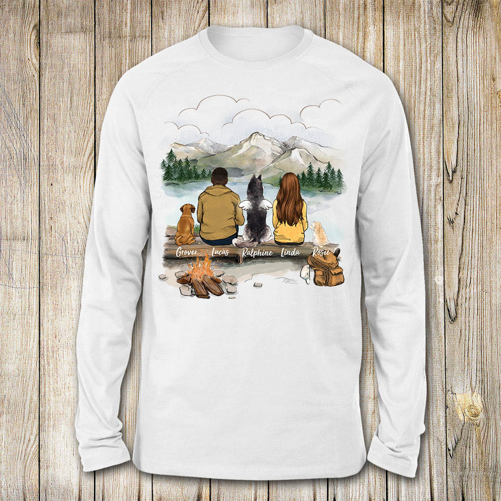 dog owner hiking with dog long sleeve gift for dog lovers