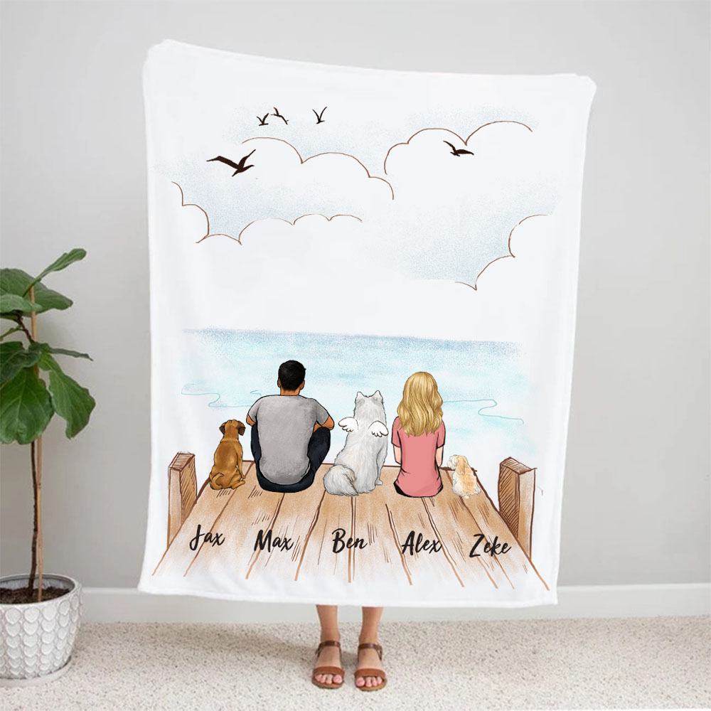  Personalized Dog Fleece Blanket  - Wooden dock 