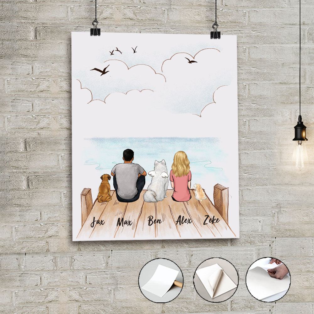  Personalized Dog &amp; Couple Peel &amp; Stick Poster - Wooden Dock