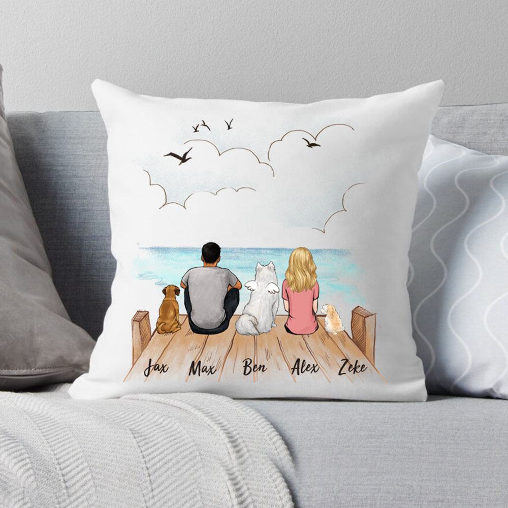 Custom Dogs and Owners Throw Pillow 