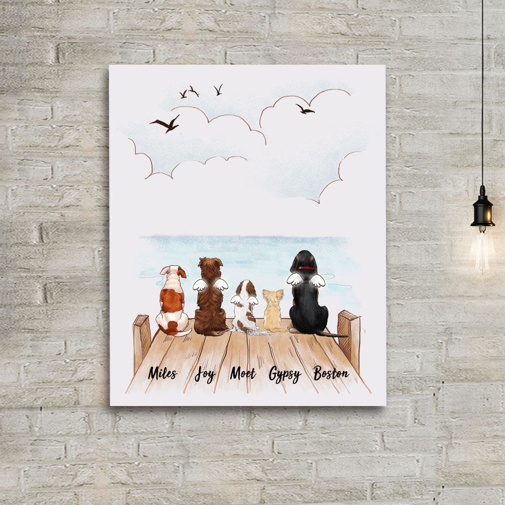 dog sitting on wooden dock canvas print gift for dog lovers