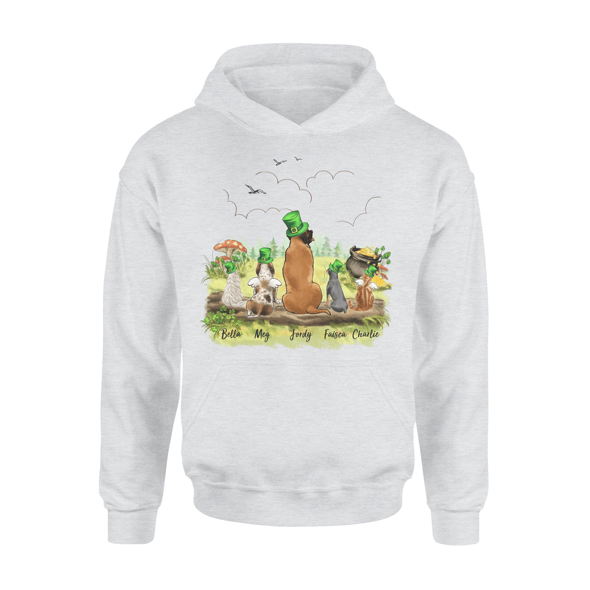 [WHITE GREY] Personalized custom dog &amp; cat St Patrick&#39;s Day hoodie - 2422
