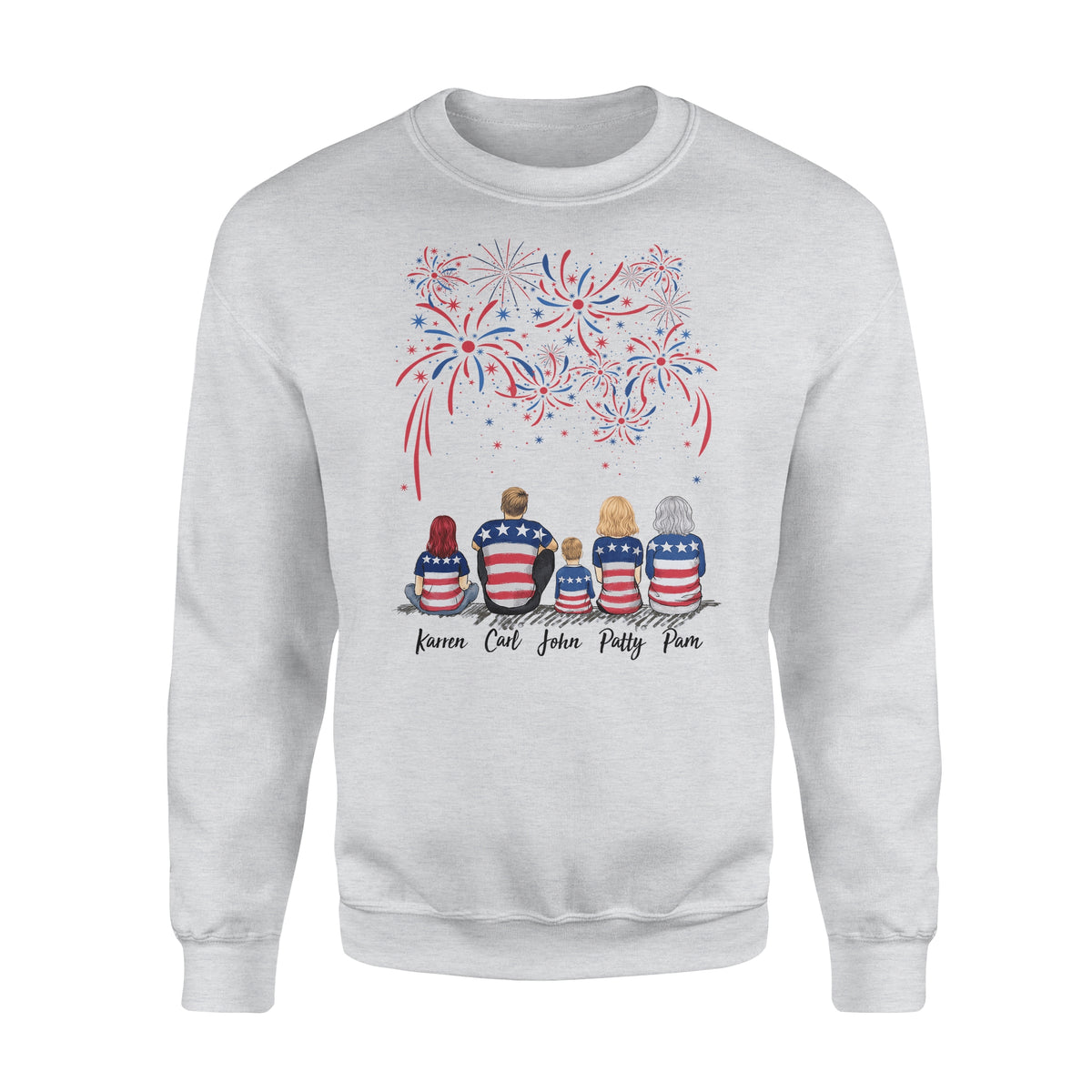 Personalized family members Sweatshirt 4th Of July gift for the whole family - UP TO 5 PEOPLE - 2426