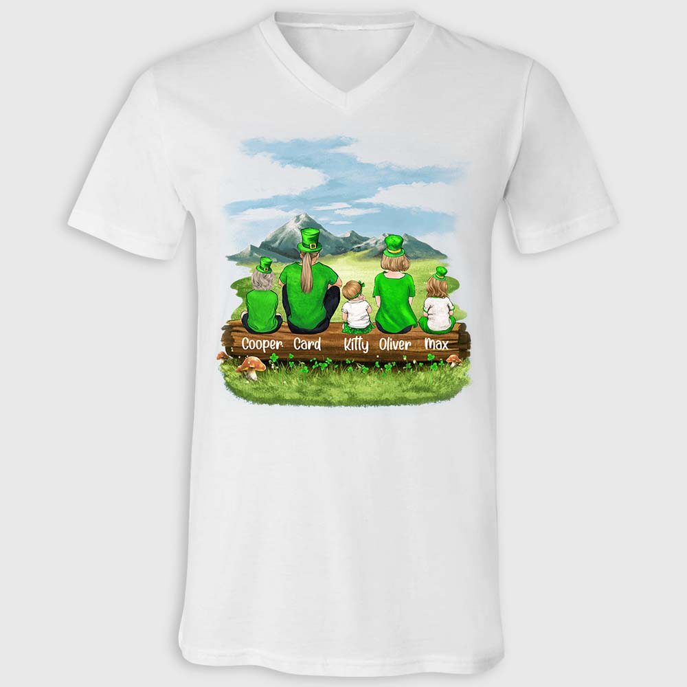[WHITE] Personalized Family St Patrick&#39;s Day V-neck T-shirt