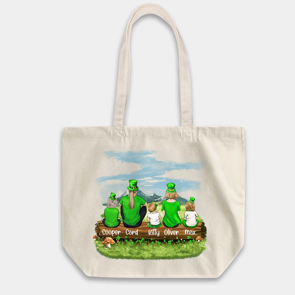 Personalized Family St Patrick&#39;s Day Rounded Canvas Tote Bag