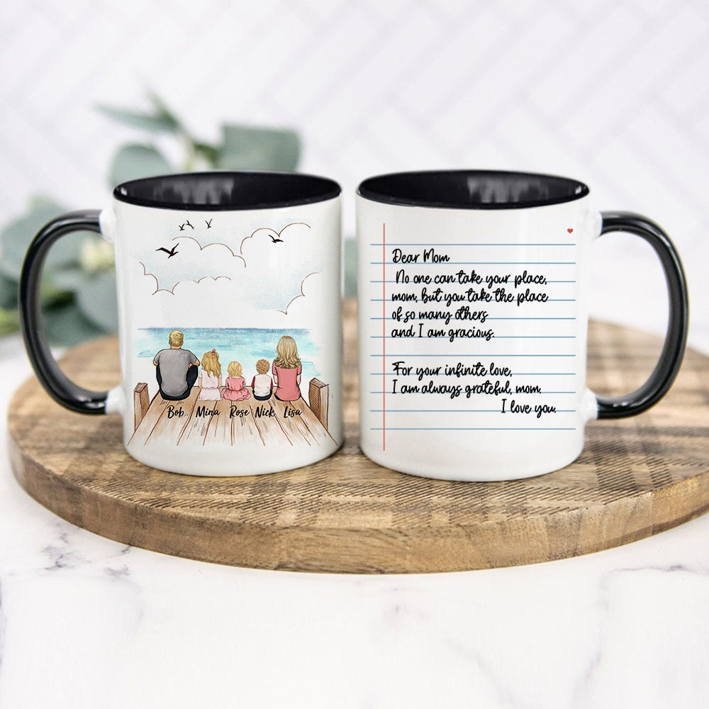 family with letter black two tone mug gift