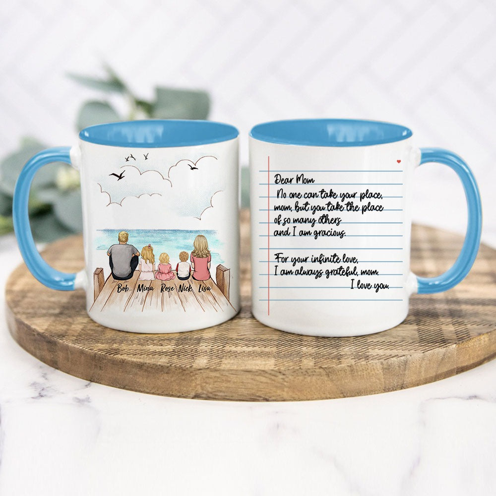 family with letter light blue two tone mug gift