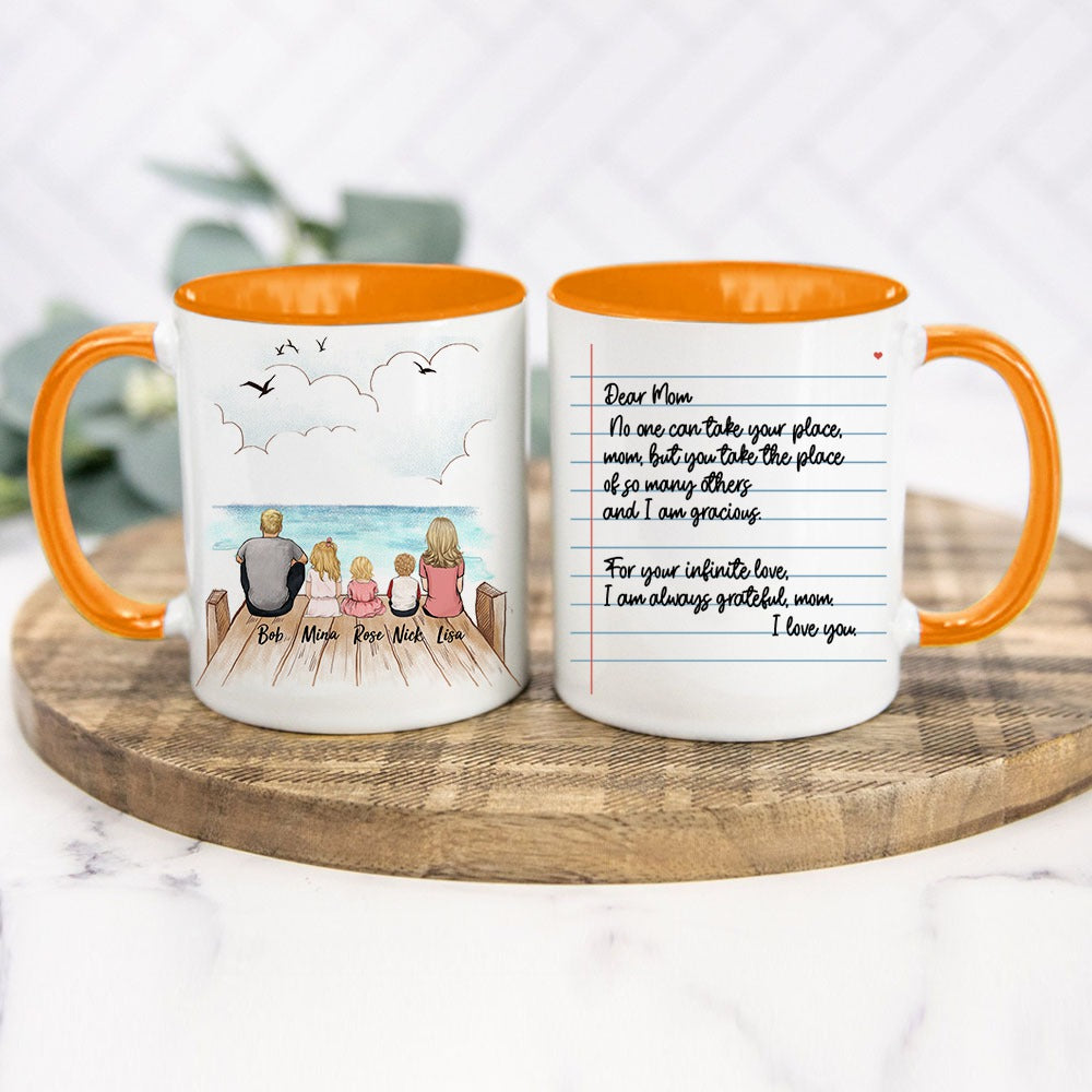 family with letter orange two tone mug gift