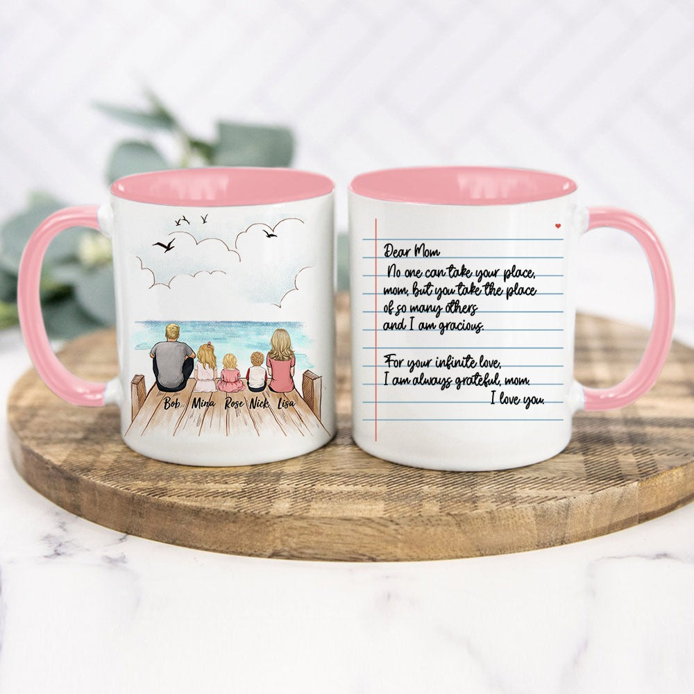 family with letter pink two tone mug gift