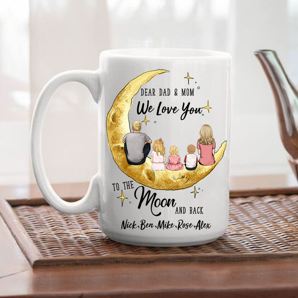  Dear dad and mom we love you to the moon and back 15oz mug gift