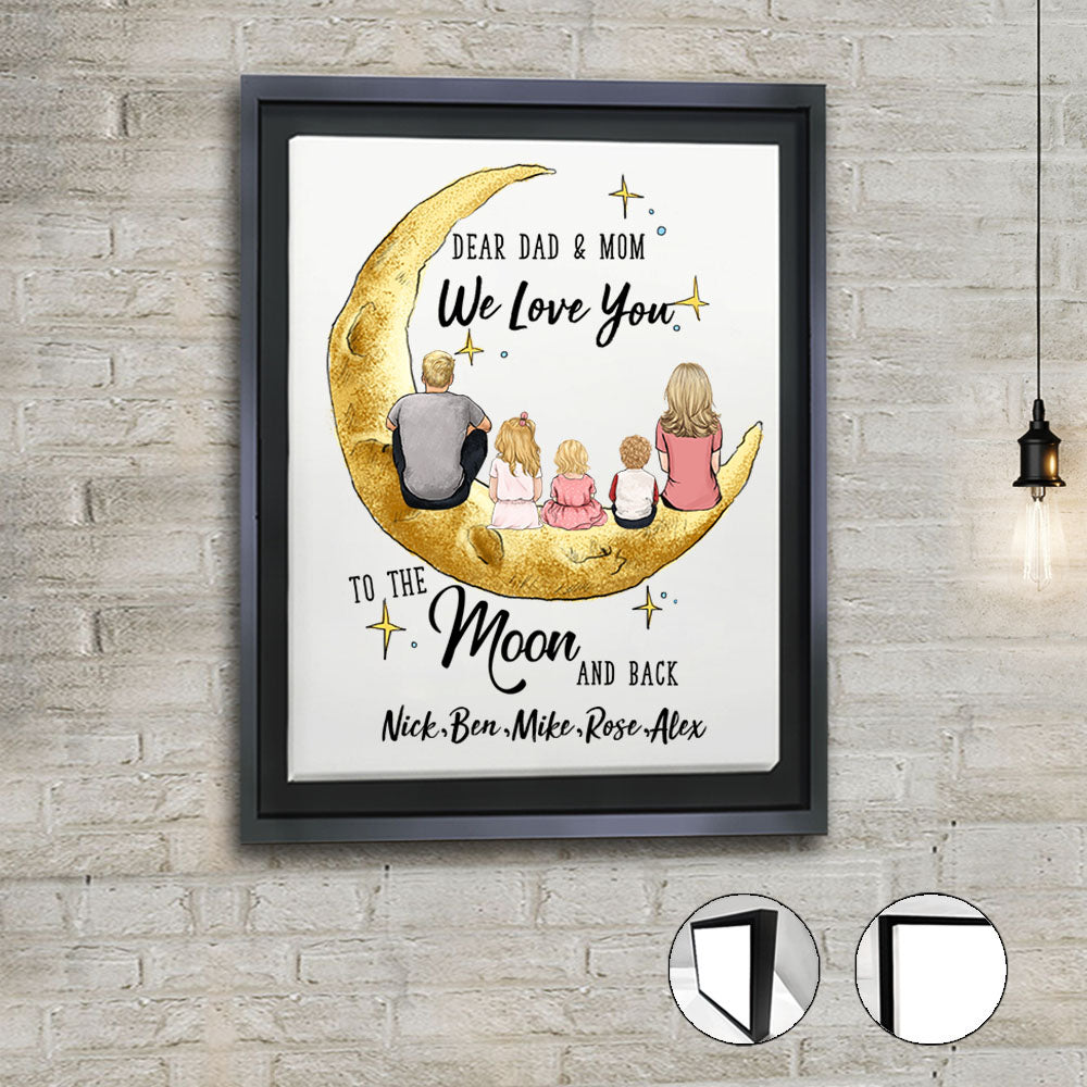  Dear dad and mom we love you to the moon and back framed canvas gift