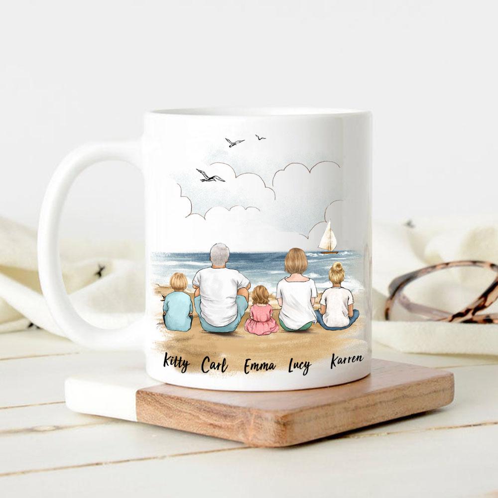 Personalized Family Coffee Mug Up To 5 People - Beach