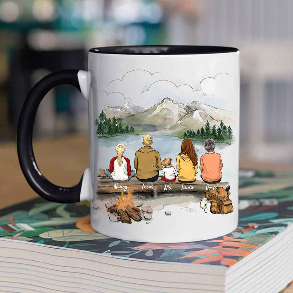 black two tone accent mug gift for the whole family with up to 5 people go hiking together