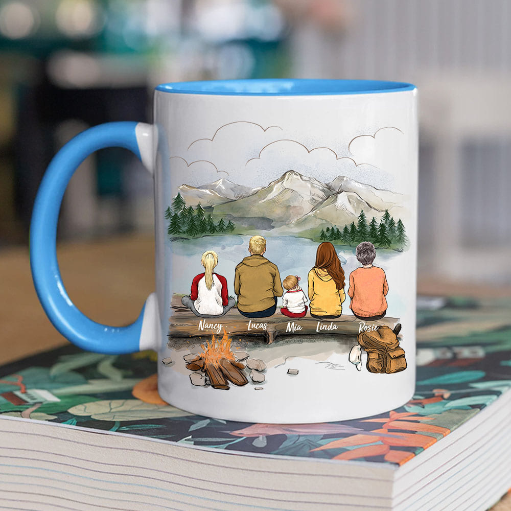 light blue two tone accent mug gift for the whole family with up to 5 people go hiking together