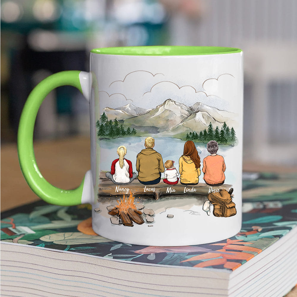 light green two tone accent mug gift for the whole family with up to 5 people go hiking together