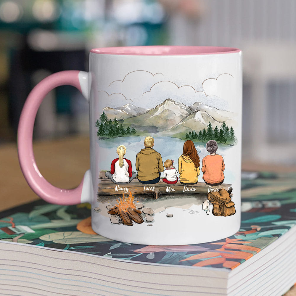 pink two tone accent mug gift for the whole family with up to 5 people go hiking together