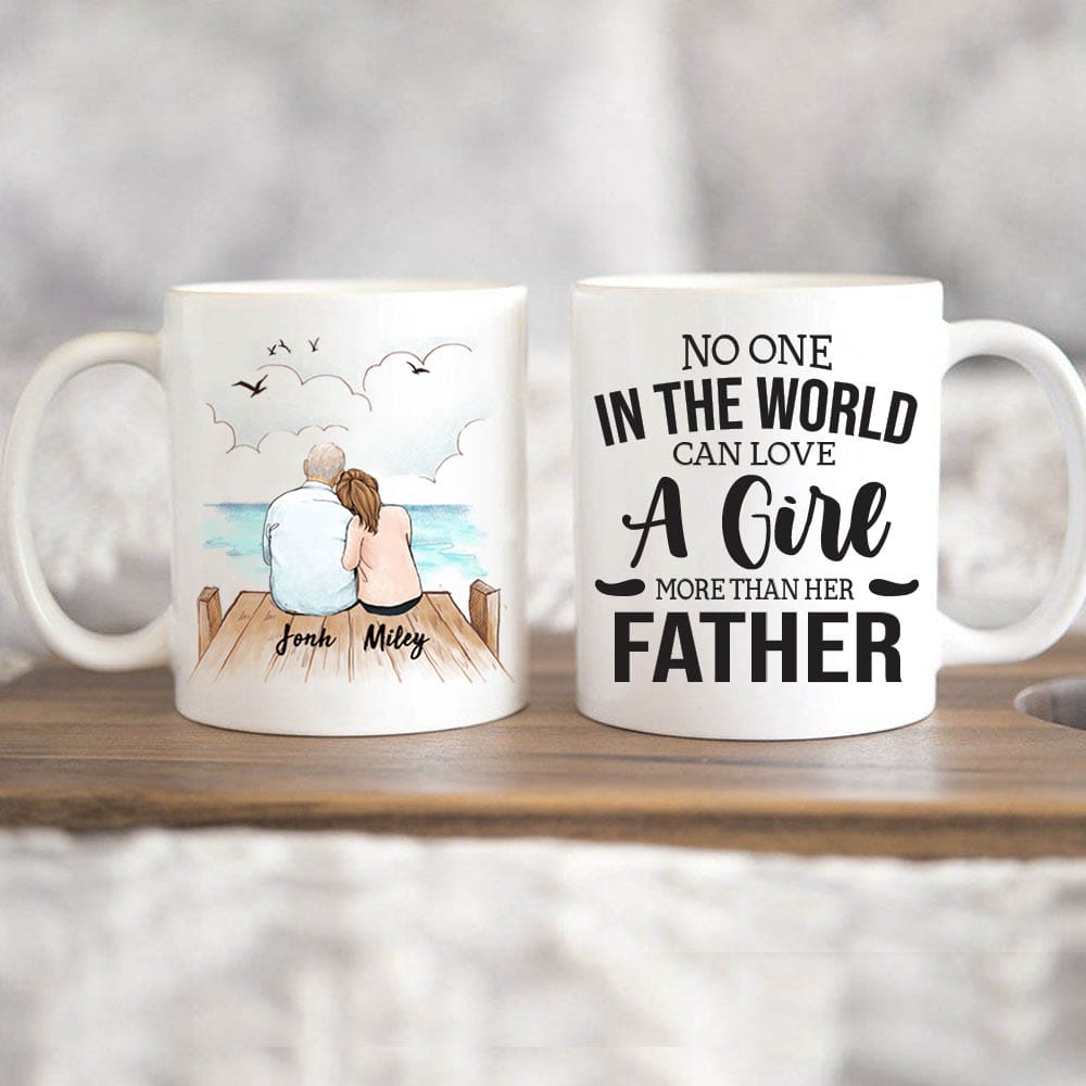 Personalized Father&#39;s day coffee mug gifts for dad - Father and Daughter - Wooden Dock