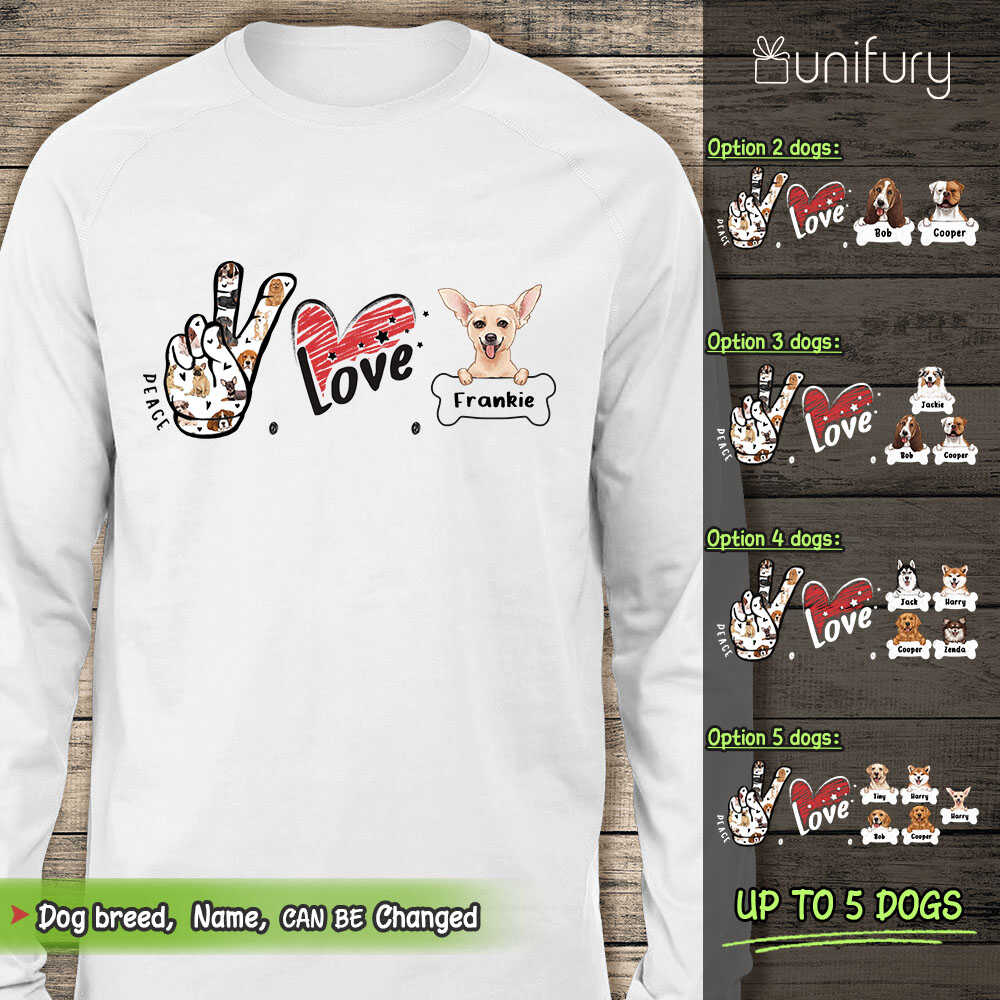 Personalized Peace Love Dog Long Sleeve