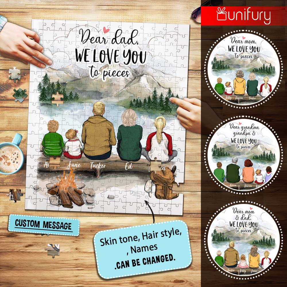 Personalized puzzle gifts for the whole family - We love you to pieces - UP TO 5 PEOPLE - Hiking - Mountain