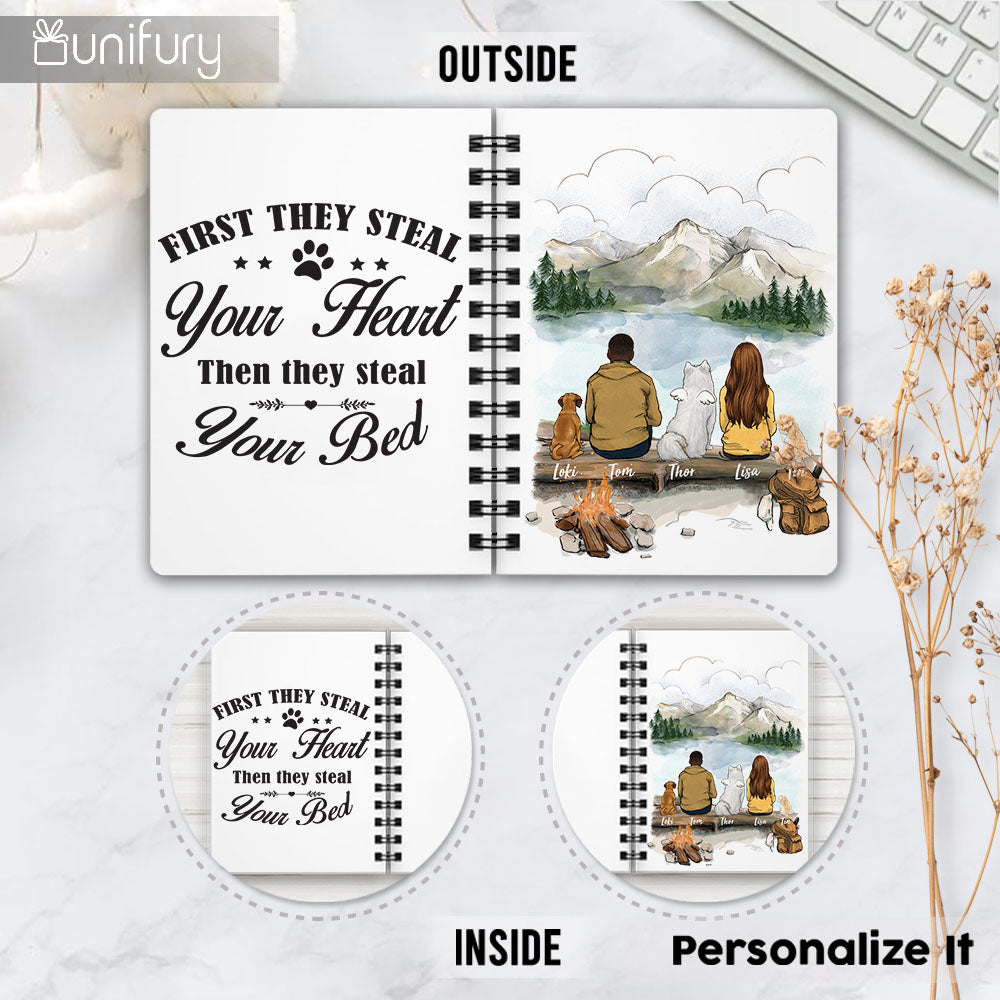 Custom Dog Lovers Spiral Journal - Custom Message - Hiking Mountain