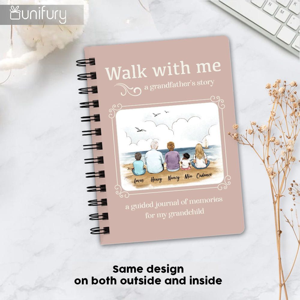 Walk With Me Spiral Journal Gifts For Grandfather - Sitting on Beach - Color 6