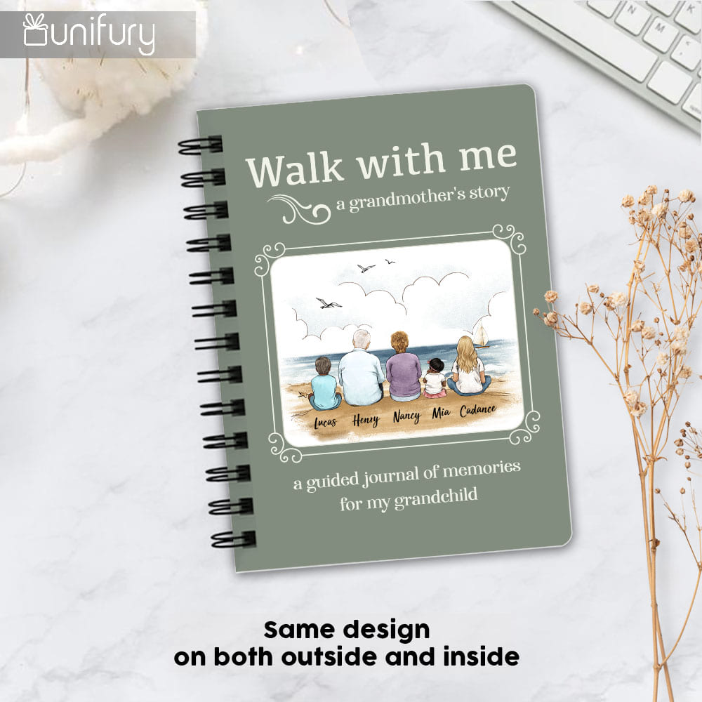 Walk With Me Spiral Journal Gifts For Grandmother - Sitting on Beach - Color 3