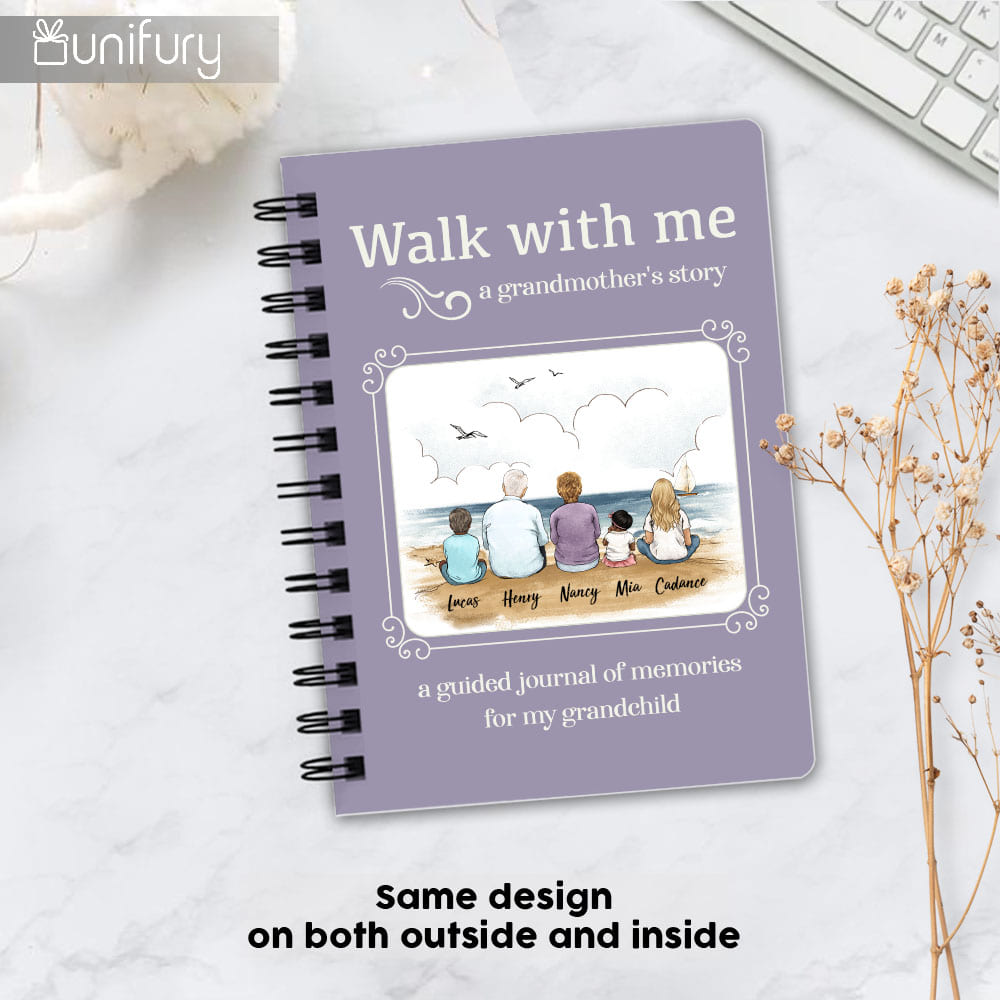 Walk With Me Spiral Journal Gifts For Grandmother - Sitting on Beach - Color 9